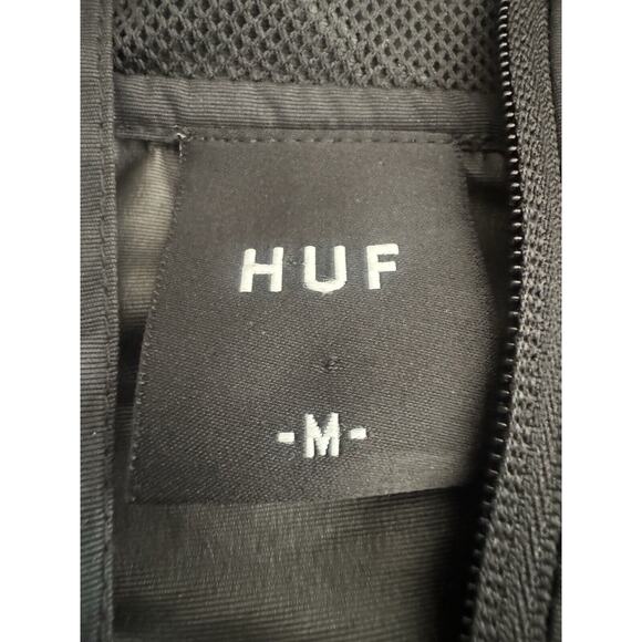 HUF Worldwide Anorak Jacket Mens M Black Flags Half Zip Skateboarder Streetwear - Picture 4 of 13